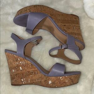 Anthropologie Lavender Cork Wedges